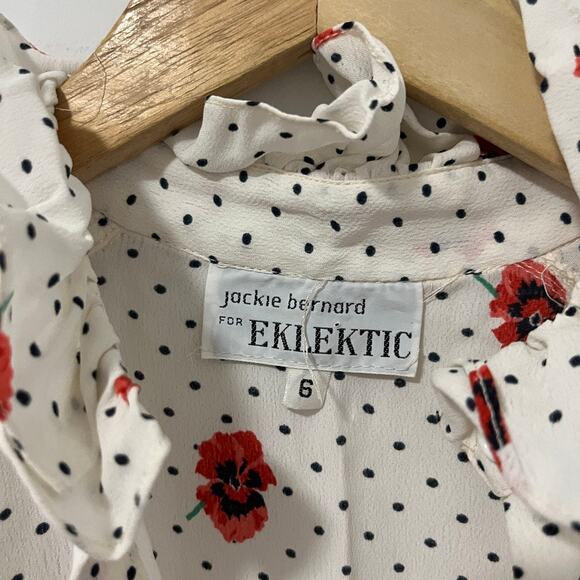 Jackie Bernard for Eklektic Vintage Floral Print Ruffle Dress Size 6 - Picture 2 of 6